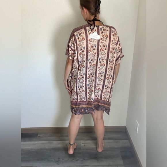Angie Kimono Duster NEW Floral Boho Rayon Swim Coverup Vacation - Picture 6 of 9